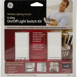 GE Wireless Lighting Control 3-Way On/Off Light Switch Kit - White